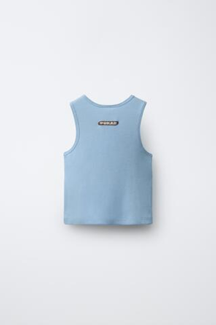 ZARA ОДНОТОННЫЙ ТОП PUKAS SURF, ЛИНЯЛЫЙ СИНИЙ