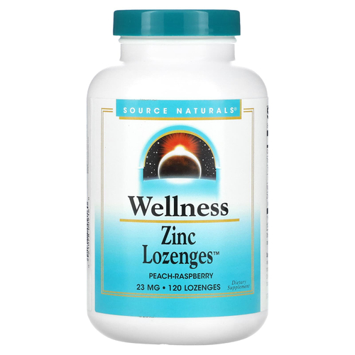 Source Naturals, Wellness Zinc Lozenges™, персик и малина, 23 мг, 120 пастилок