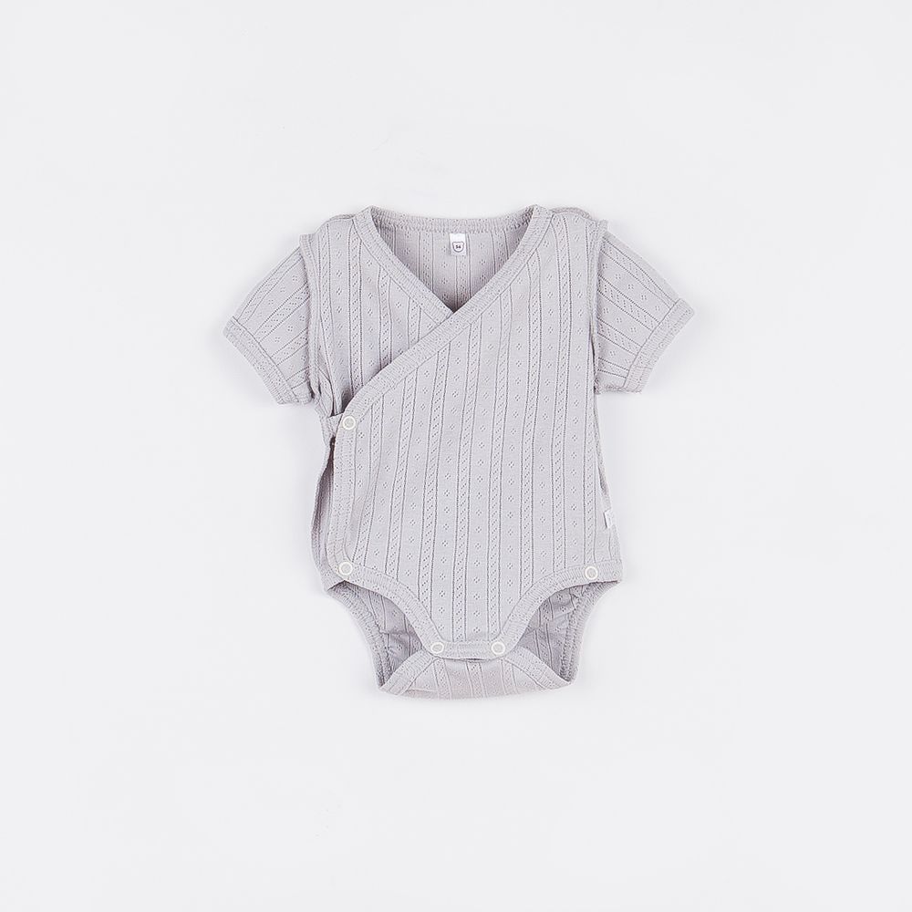 Боди-кимоно с коротким рукавом "Жемчуг" из ажурного хлопка 0+