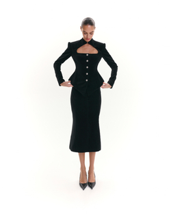 “Velvet moon” Юбка миди годе из шелковистого бархата.