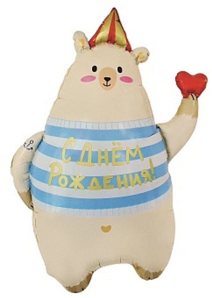 Шар (31&#39;&#39;/79 см) Фигура, Мишка с сердечком, 1 шт. в уп.