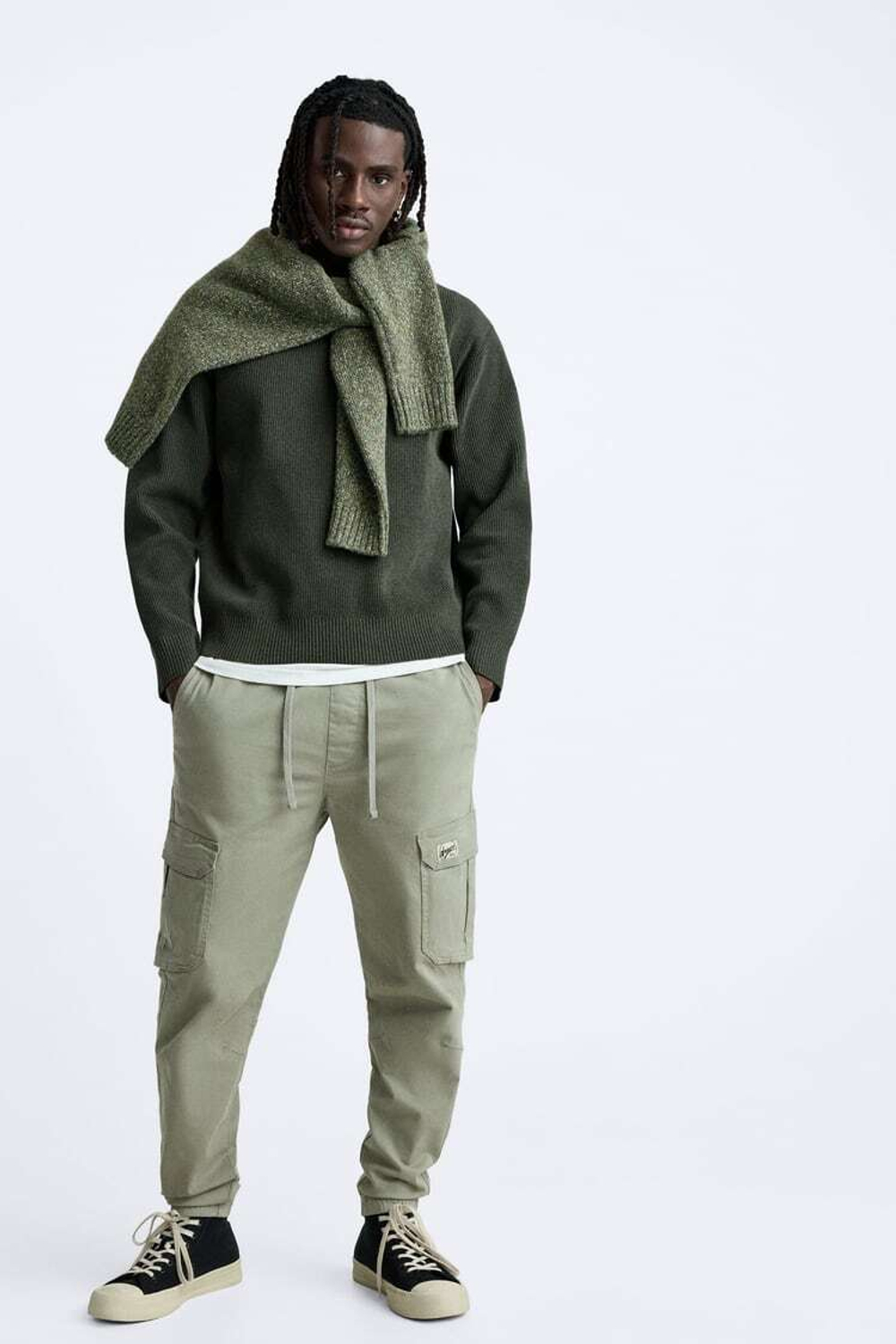 ZARA БРЮКИ КАРГО, ХАКИ