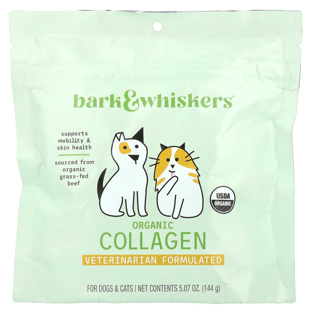 Dr. Mercola, Bark & Whiskers ™, порошок из органического коллагена, для собак и кошек, 144 г (5,07 унции)