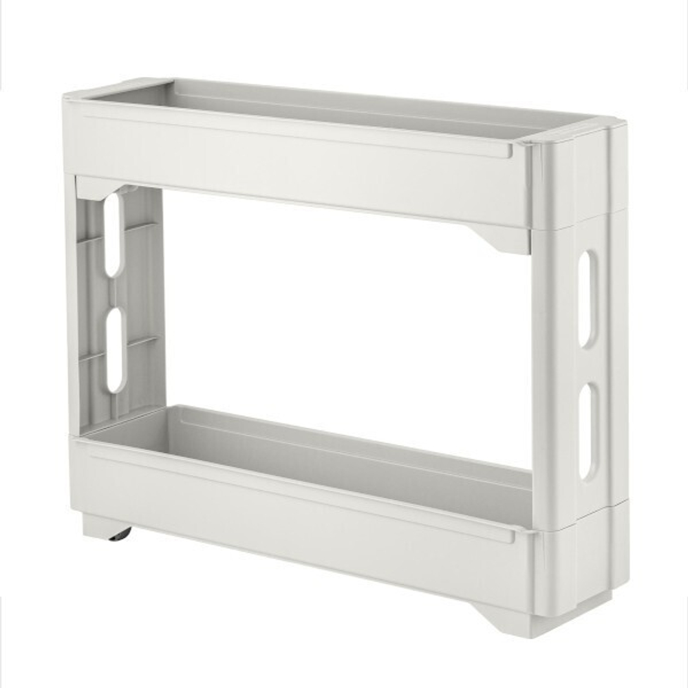 Этажерка Keeplex Regular на колесиках двухсекционная узкая 53,7х13,8х45 см белое облако