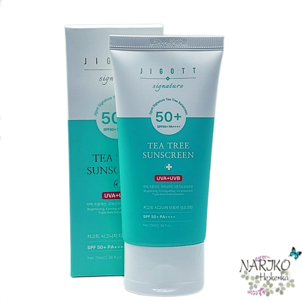 Солнцезащитный крем для лица с Экстрактом чайного дерева JIGOTT Signature Tea Tree Sunscreen Spf50+ Pa++++, 70 мл.