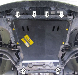 Защита картера двигателя, КПП. 2 мм, Сталь для Mercedes Citan 2013-2021, Motodor.71709