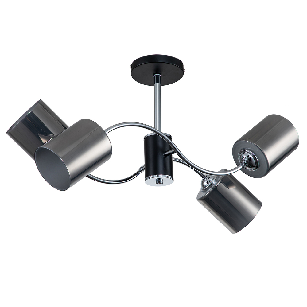 Светильник на штанге 4x60Вт E27, металл/стекло, черный/хром