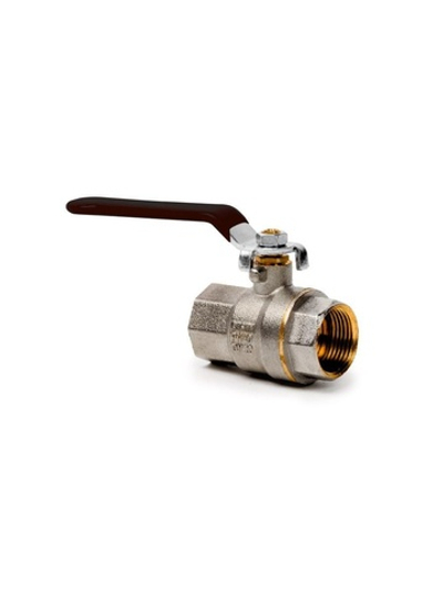 Кран шаровой ручка рычаг латунь внутр./внутр. резьба 1дюйм PN40 никель (инд. упак.) RTP 34876