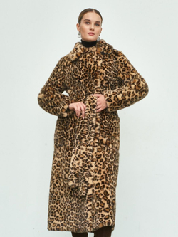 Эко шуба чебурашка, леопард коричневый, SilverFox