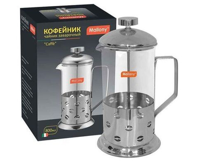 Чайник/кофейник (френч-пресс) 800мл, Caffe, нерж сталь/стекло, B535-800ML Mallony 950082