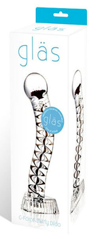 Стеклянный G-Spot стимулятор с красной маргариткой внутри, 17 см