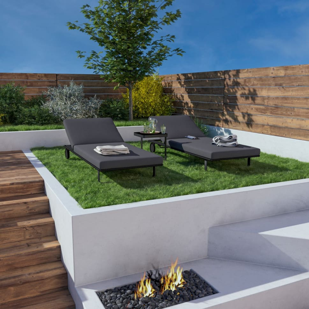 Шезлонг Ideal Patio КОСТА на колесах антрацит - каркас карбон