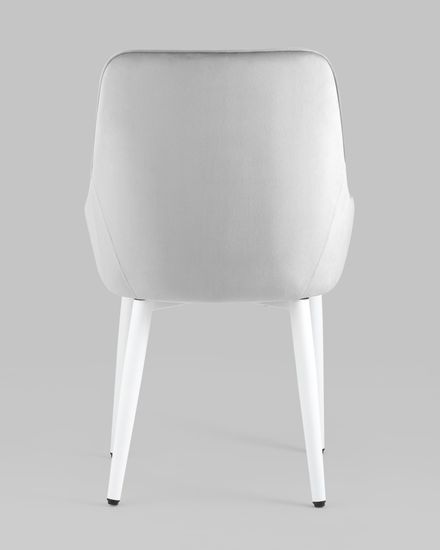 Стул Диана велюр серый ножки белые