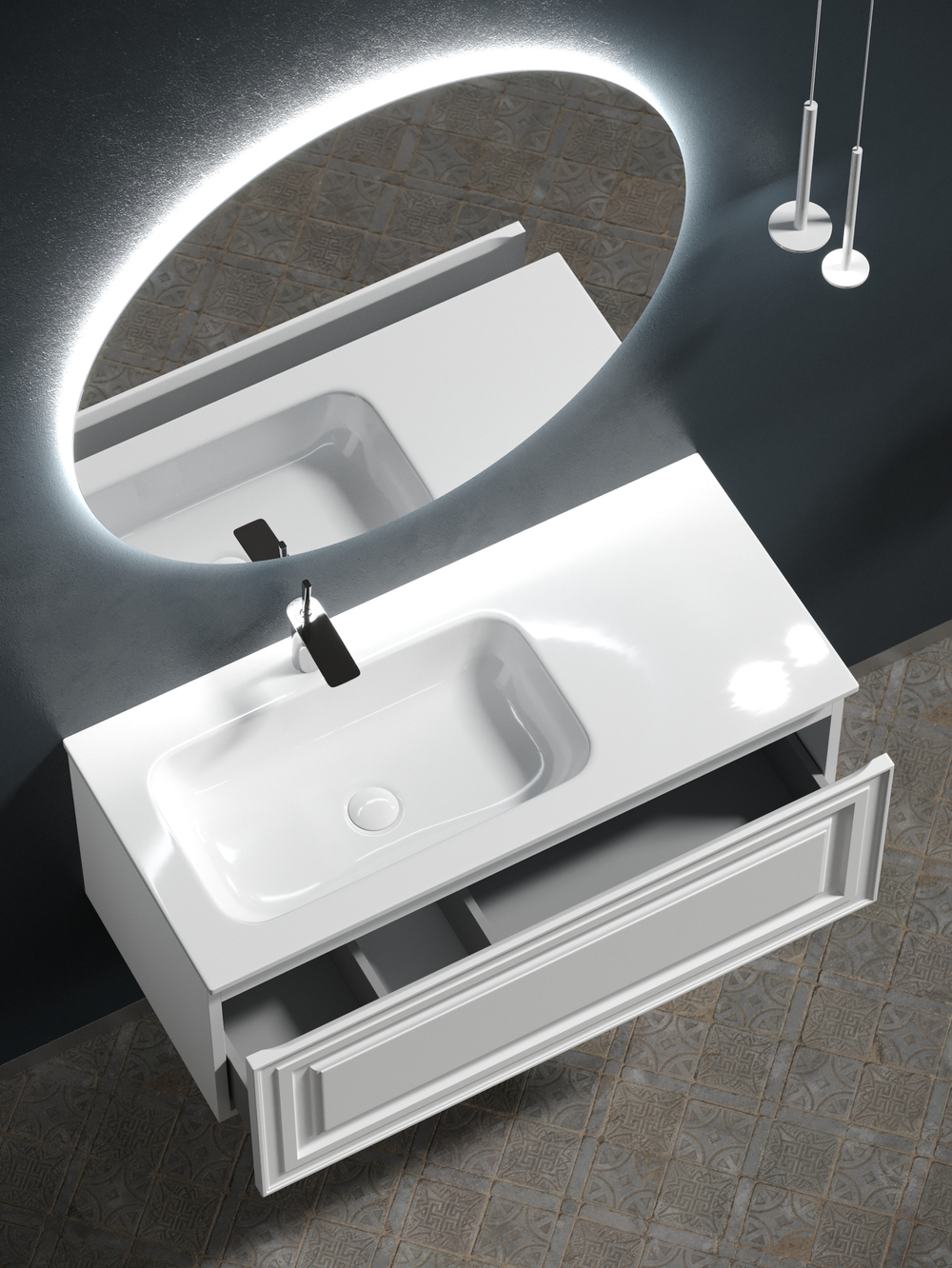 Тумба с раковиной Sancos Very 100 см VR100LW левая, bianco