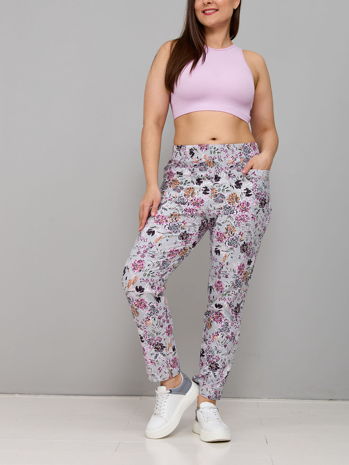 Брюки Бдж-029/серый-бордоцветы