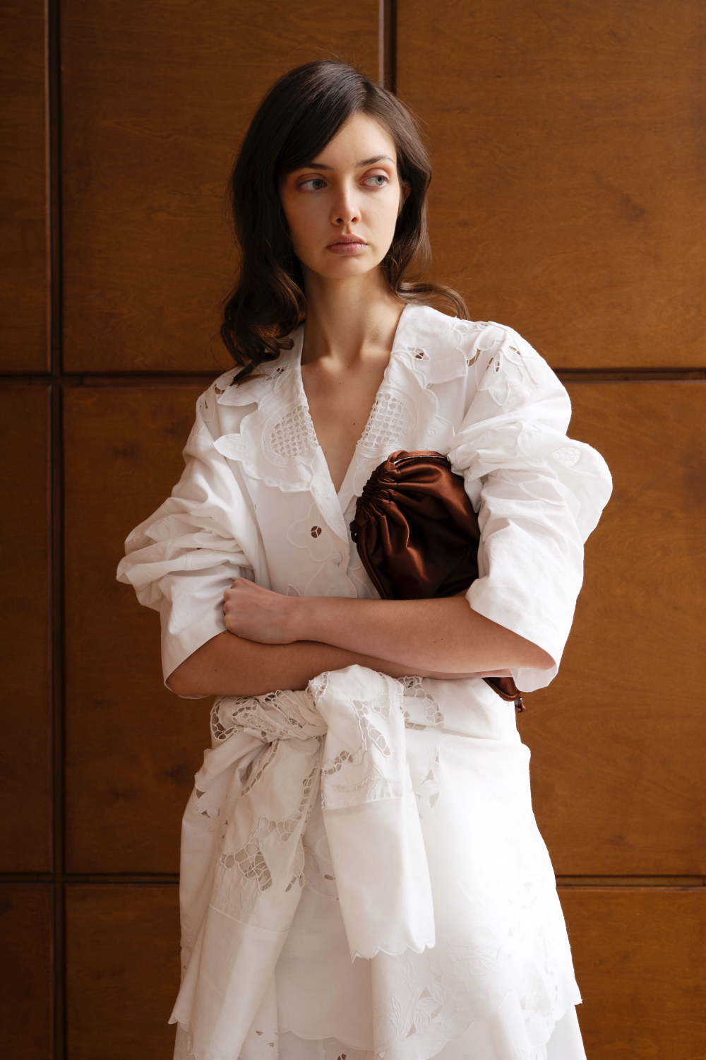 Рубашка с вставками кроше