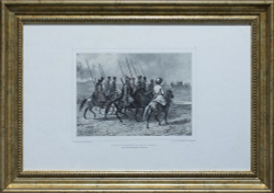 Огюст Раффе. Казачий конвой на Кубанской линии. Париж, Франция. 1838 г. Литография.