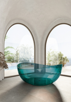 Прозрачная ванна ABBER Kristall AT9705Aquamarin бирюзовая  150x150 см