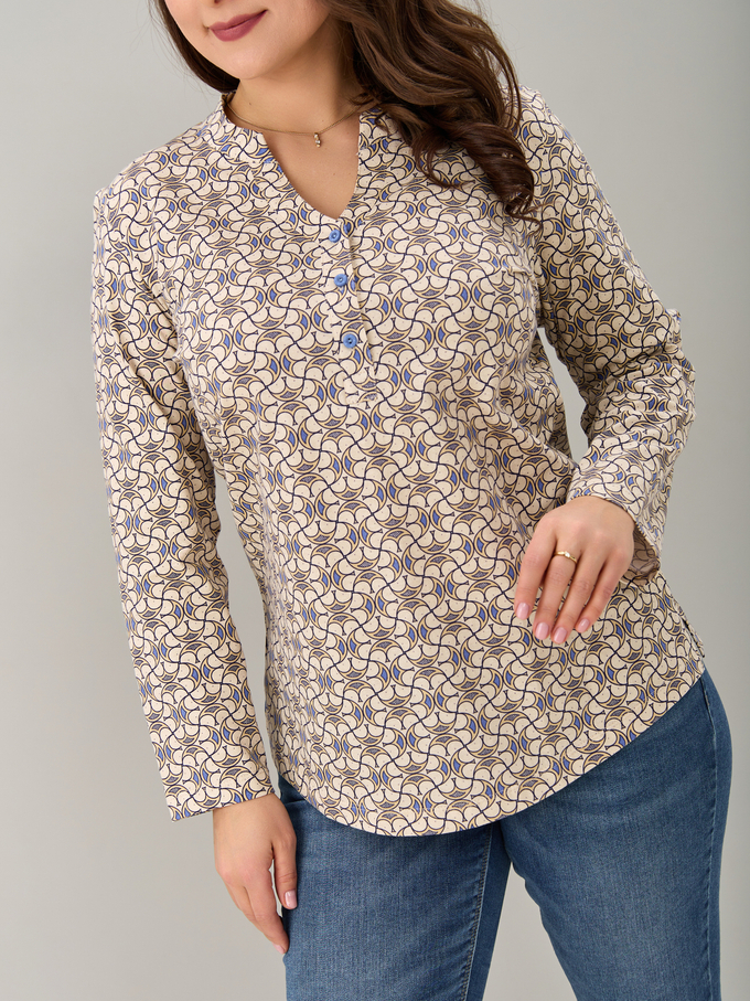 Блузка БЛ-22/экрю-орнаментголубой