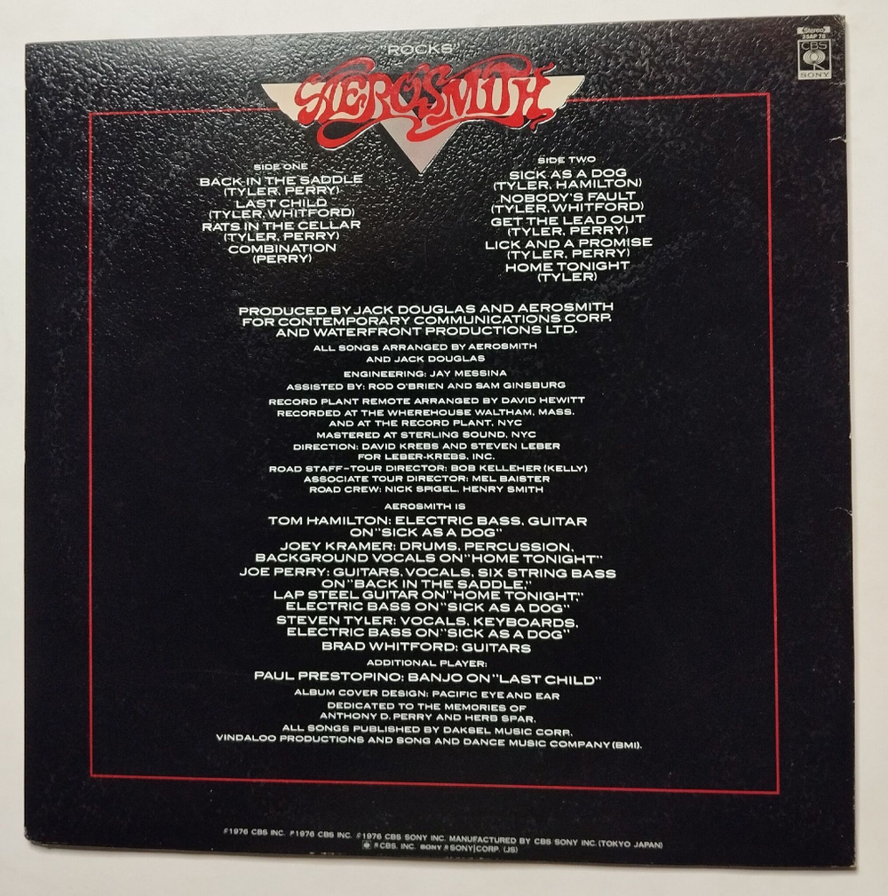 Винтажная виниловая пластинка LP Aerosmith Rocks (Japan 1976) (No Obi)