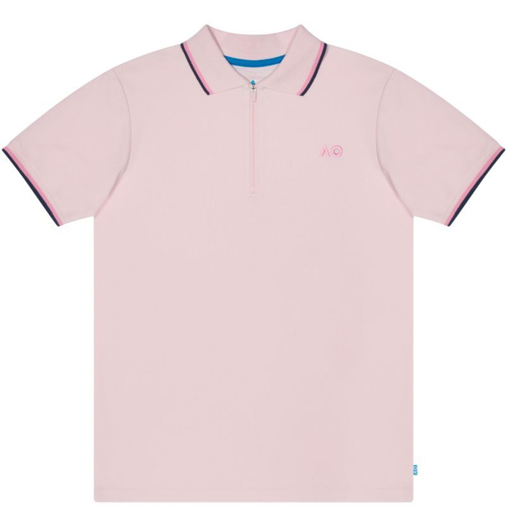 Женское поло Australian Open Half-Zip AO Logo - Pink