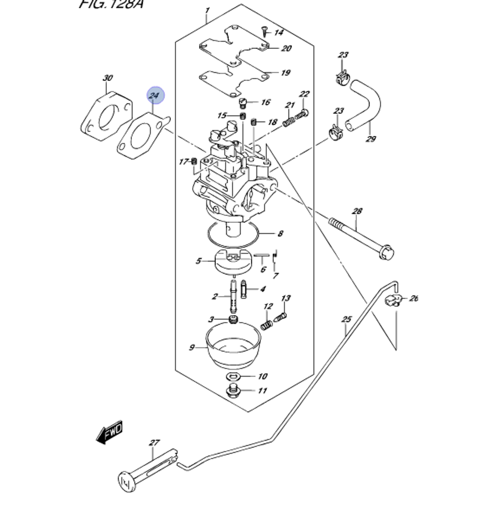 Прокладка карбюратора для лодочных моторов Suzuki 13125-91J10-000