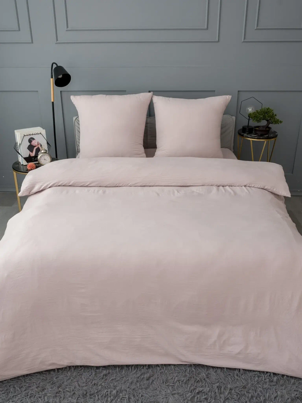 Постельное белье 2,0 Павлина Luxury Пудровый (M254)