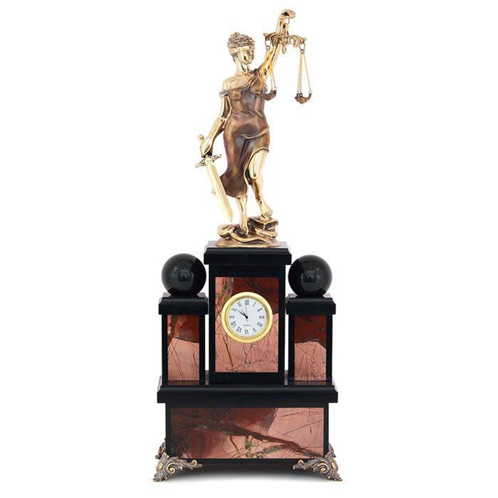 Каминные часы "Фемида" яшма бронза 170х110х430 мм 8000 гр. R113053
