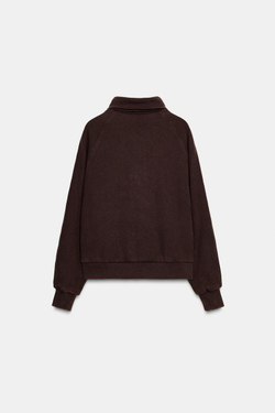 ZARA ТОЛСТОВКА С ЭФФЕКТОМ ПОТЕРТОСТИ, КОРИЧНЕВЫЙ