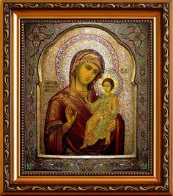 Седмиезерная икона Божьей Матери (Одигитрия) на холсте.