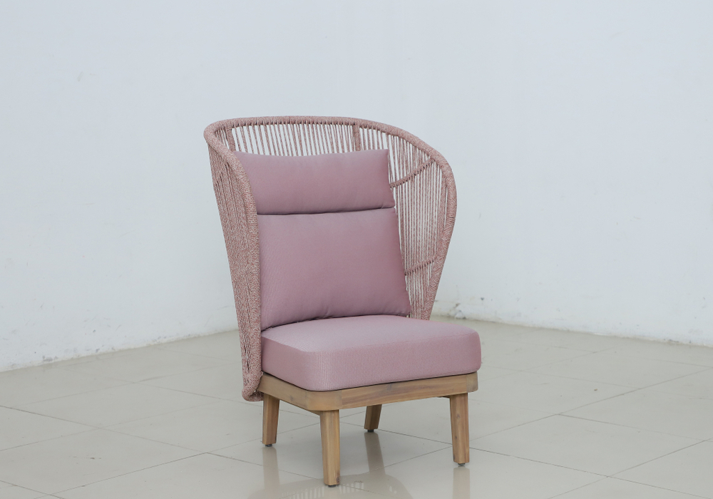 Лаунж-кресло плетеное с высокой спинкой Tagliamento Mali, натуральный, бордовый