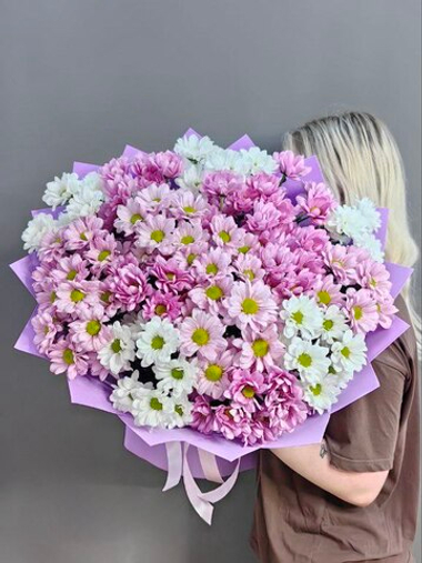 Букет из 17 кустовых хризантем