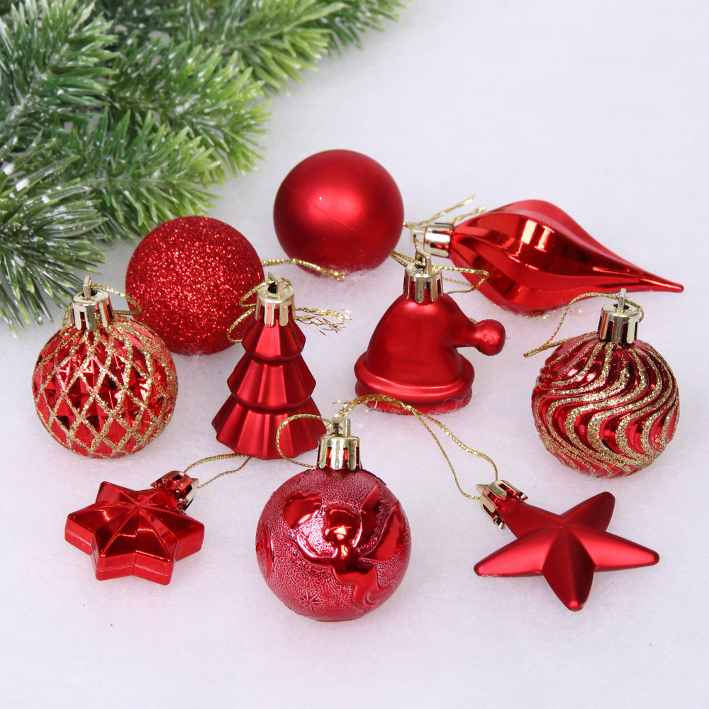 Набор ёлочных украшений «Elegant shine» 4 см (30 предмета), Красный