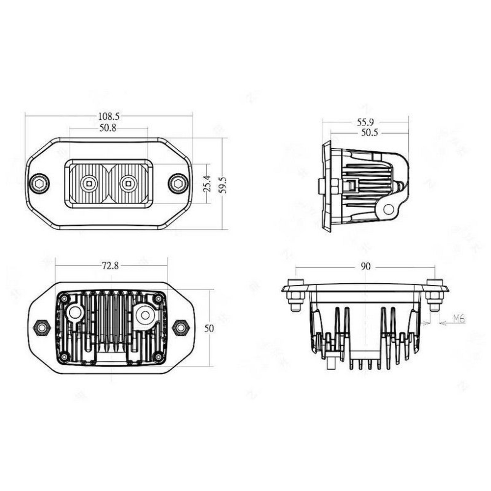 Светодиодные фары рабочего света AURORA 76x38 мм 20W LED (комплект 2 шт)
