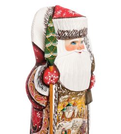 РД- 53 Фигурка Дед Мороз с посохом (Резной) 21см