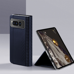 Чехол синего цвета с премиальной искусственной кожи от Dux Ducis для Google Pixel Fold, серия Bril Series Case