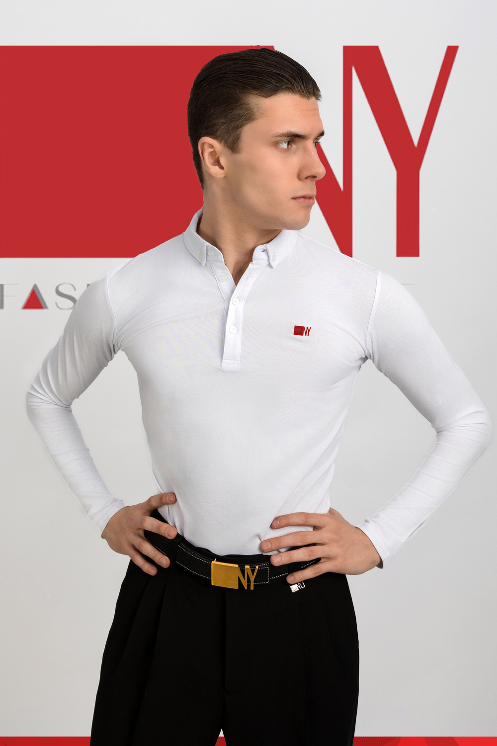 Поло с длинным рукавом белая хлопок