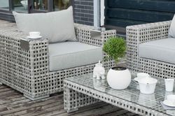 "Тито" лаунж-зона из искусственного ротанга, цвет серый