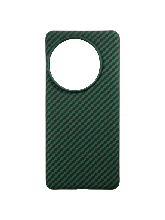 Карбоновый чехол для Oneplus 13 с MagSafe черно-зеленый (Green) в полоску