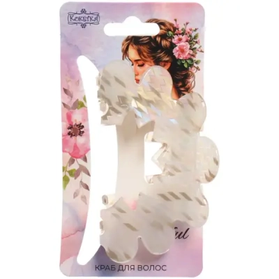 Заколка - краб для волос «AKS-EMPIRE», волна, микс 6 цветов, 8*5см