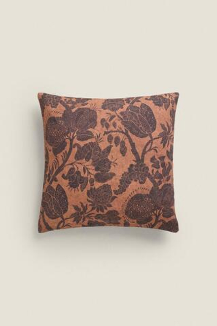 ZARA HOME ЧЕХОЛ ДЛЯ ДЕКОРАТИВНОЙ ПОДУШКИ С ЦВЕТОЧНЫМ ПРИНТОМ, ЦВЕТ БУРГУНДСКОГО ВИНА