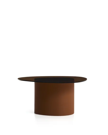 Приставной столик Olir из коричневой стали и закаленного стекла, 82 x 74 см