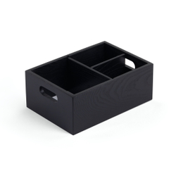 Ящик для хранения со съемными перегородками, 25х17х9 см, черный цвет дерева