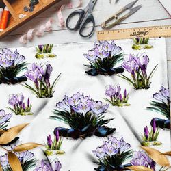 Ткань бязь голубые цветы в кустах