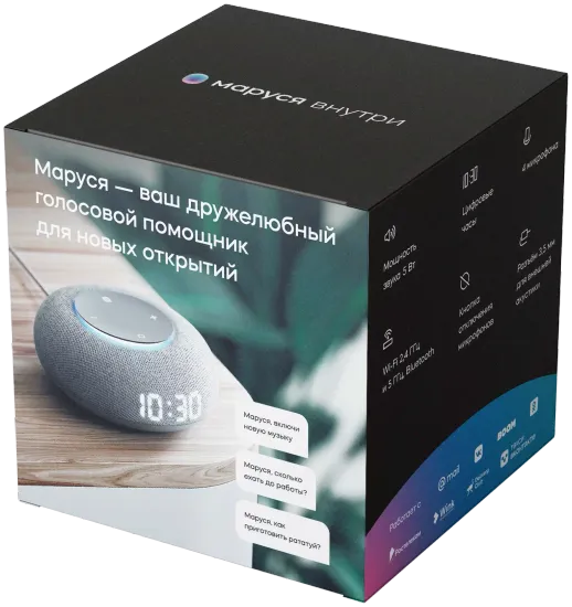 Умная колонка VK Капсула мини (с часами), светлая серая