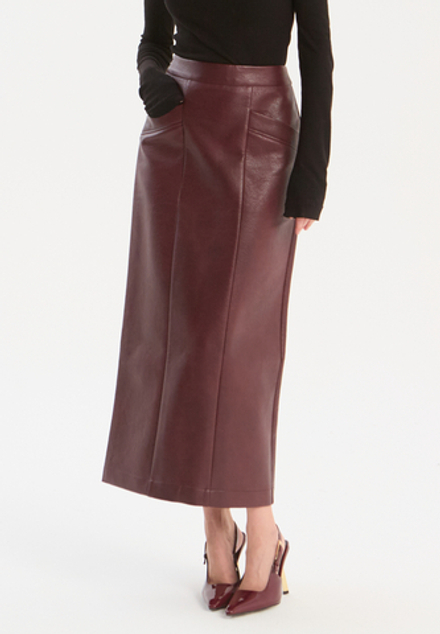 Фактурная юбка миди из экокожи