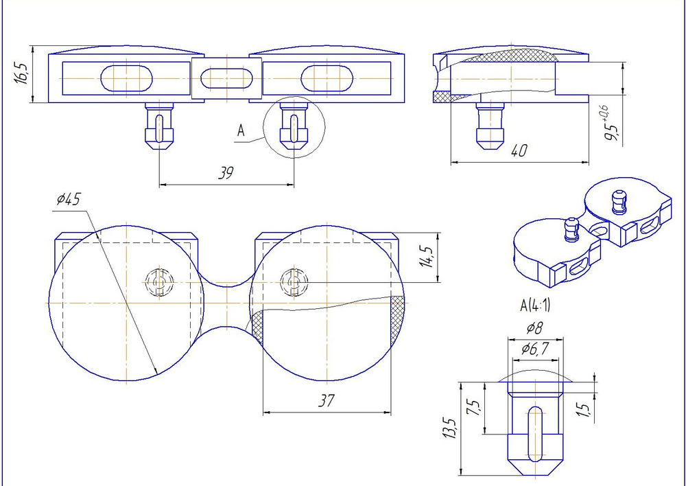 Латодержатель накладной 35 мм (для двух ламелей)
