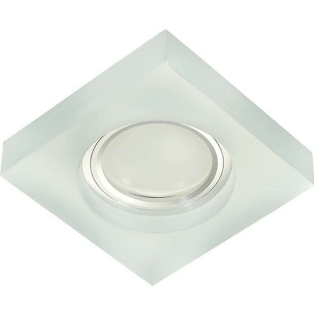 DLS-L111 GU5.3 CHROME/MATT CLEAR Светильник декоративный встраиваемый, серия Luciole. Квадратный. Без лампы, GU5.3. Доп. светодиодная подсветка 3Вт. М