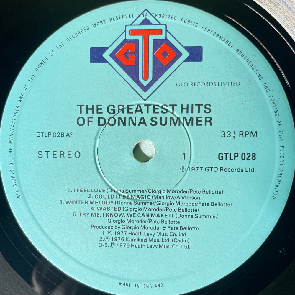 Donna Summer ‎– The Greatest Hits Of Donna Summer (Англия 1977г.)