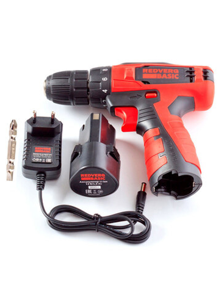 Шуруповерт аккумуляторный REDVERG Базовый/Basic SD12LE/1-2 Li-ion 20Нм 12.0В 1х1.5Ач